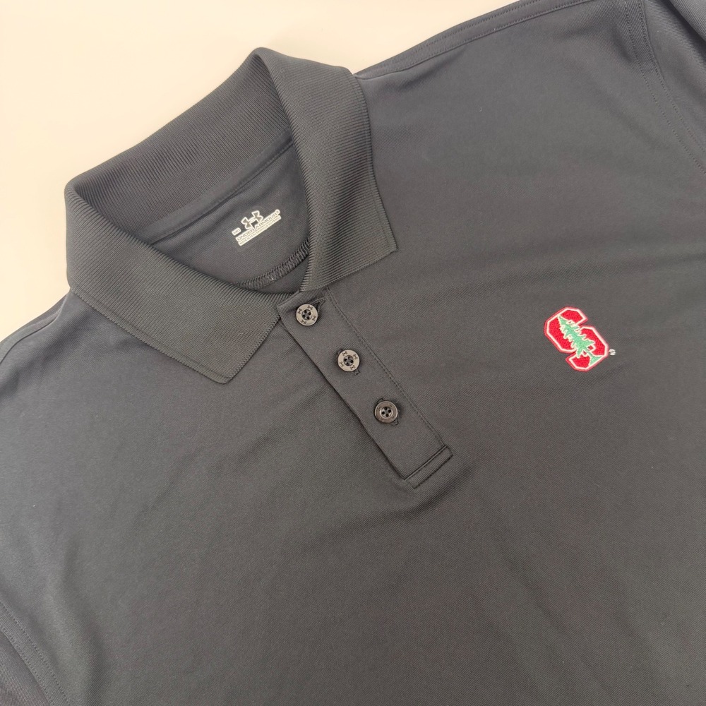 Under Armour Stanford Cardinals Mens Medium Black Performance Golf Polo Shirt